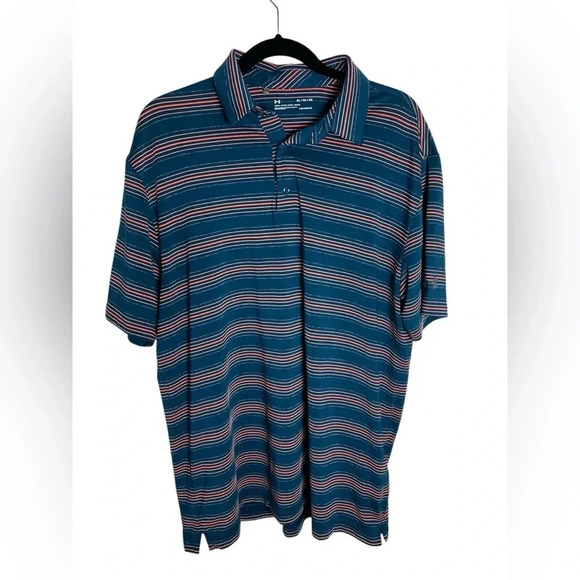 Men’s Under Armour Loose Heat Gear Blue & Orange Striped Size XL - Picture 1 of 4